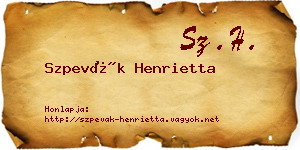 Szpevák Henrietta névjegykártya